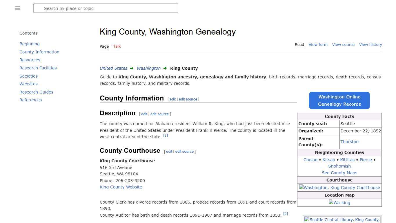 King County, Washington Genealogy • FamilySearch