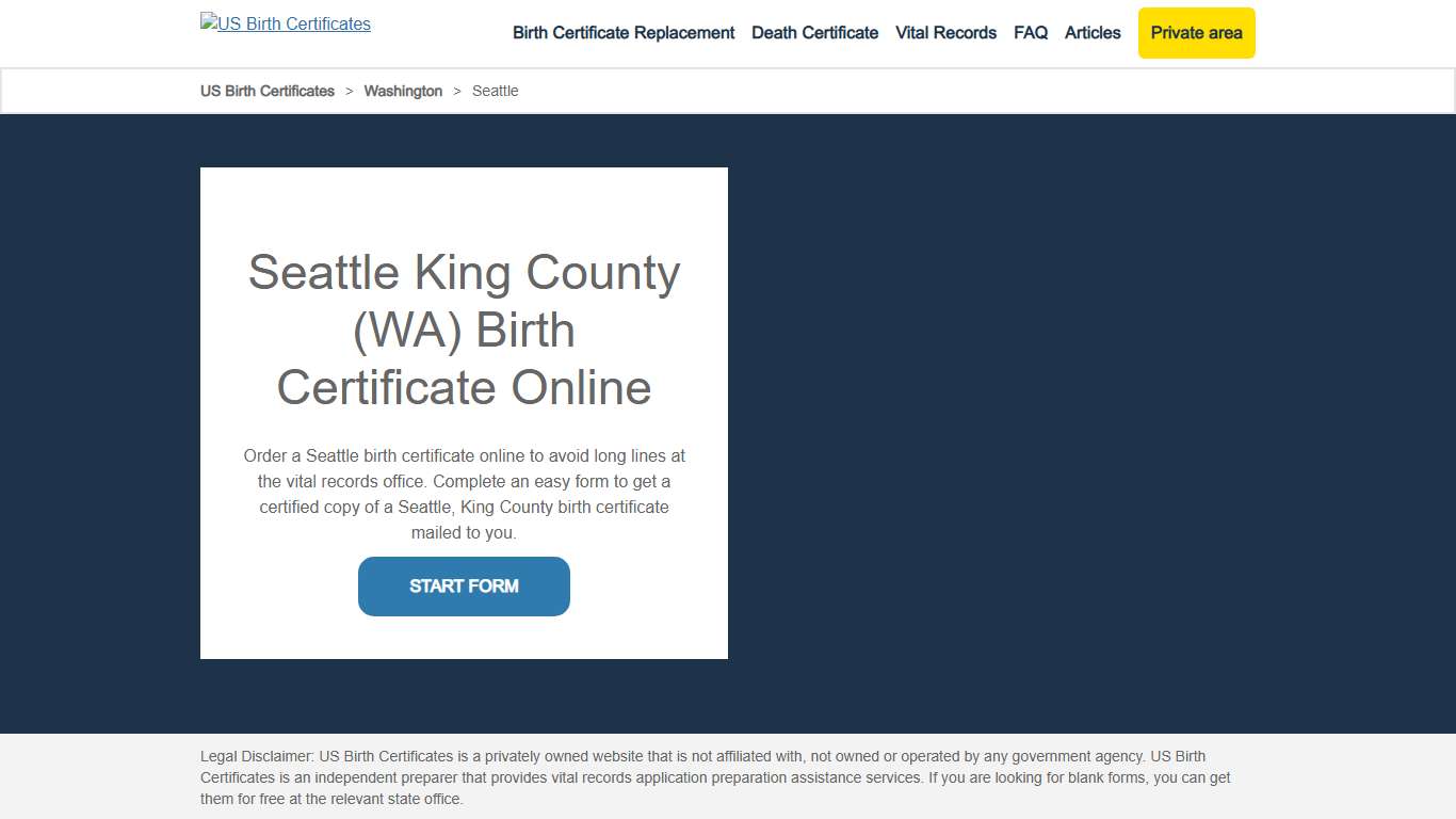 Seattle (WA) Birth Certificate Online - US Birth Certificates